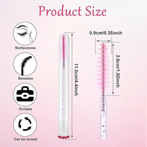 200 Pieces Mascara Wand Tube Set 100 Pcs Lash Spoolies for Eyelash Extensions 100 Pcs Diamond Empty Mascara Brush Disposable Colorful Eyebrow Applicator Makeup Tool