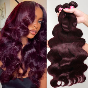 UNICE 12A Human Hair Bundles 22 24 26 inch Body Wave Bundles Human Hair 100% Unprocessed Brazilian Raw Hair Quick Weave Extensions Cherry Black No Shedding No Tangle