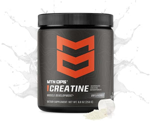 MTN OPS Creatine Monohydrate Powder Unflavored 50 Serving Tub - 100% Pure Micronized for Muscle Mass Strength &amp Power