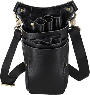 Hairdressing Scissor Pouch Belt Real Leather Salon Barber Hairdresser Shears Holster Hair Stylist Tools Bag with Adjustable Belt for Combs Hair Clip