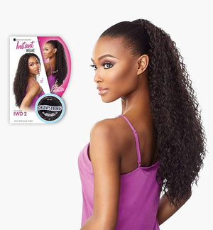 Sensationnel Instant Weave Half Wig - 2 Synthetic Blendwig Adjustable Drawstring for Seamless Hair Blending (1B OFFBLACK)