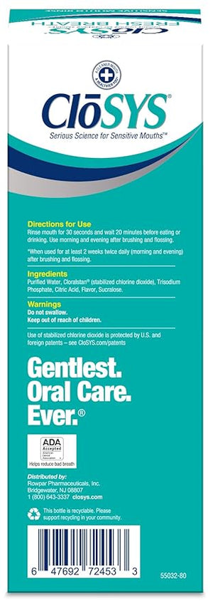 CloSYS Sensitive Mouthwash 32 Ounce 2 Count Gentle Mint Alcohol Free Dye Free pH Balanced Helps Soothe Mouth Sensitivity Fights Bad Breath