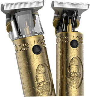 USB Charging Hair Clipper Trimmer Professional Engraved Metal Haircut Tool for Home and Barbershop Quiet Bronze Design