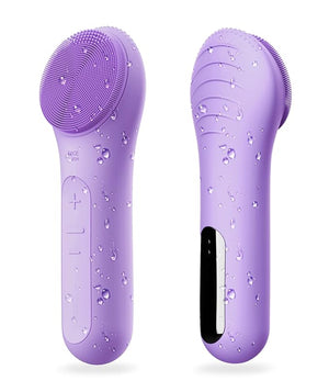 NgraCoola CLIE Facial Cleansing Brush - Waterproof &amp Rechargeable Face Scrubber for Men &amp Women Cleansing Exfoliating &amp Massaging - Violet