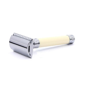 Edwin Jagger DE87BLAMZ Classic Double Edge Manual Eco-Friendly and Reusable Safety Razor for Men and Women for Shaving Cream or Soap Fits All DE Razor Blades (Imitation Ivory)