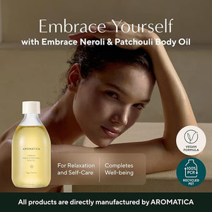 AROMATICA Embrace Body Oil Patchouli &amp; Neroli Essential Oil, Aromatherapy Oils, Scented Body Oil, After Shower Body Oil for Women, Non-Greasy Body Serum, Body Moisturizer for Dry Skin 3.38 fl. oz