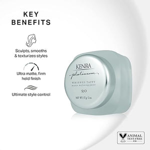 Platinum Whipped Taffy 20 | Matte Defining Paste | Delivers An Ultra-Matte Firm Hold Finish | Sculpts Smooths &amp Texturizes Styles | All Hair Types