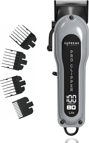 Supreme Trimmer Pro Clipper Lite | 210 Min Run Time Professional Hair Cutting Tool Set + Hair Comb Scissors &amp Fade Blade | STC5000