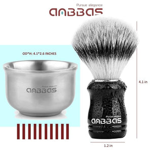 Anbbas Synthetic Badger Shaving Brush Set 4IN1 Shaving Kit with Stainless Steel Shaving Stand and Lathering Foam Bowl 3.5OZ Natural Shaving Soap Puck Refill for Men Wet Close Shave