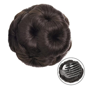 Hair Chignon Synthetic Bun Floral Style Ponytail Extension Hair Clips Braided Bun Claw Clip Donut Bun Wig Women Hair Accessories Hair Pieces For Women(A)