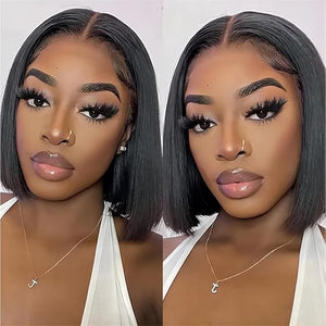 ISEE Hair M Cap 9x6 Bob Wig Human Hair Glueless Wigs Pre Plucked Pre Cut HD Lace Front Glueless Wigs Human Hair 180% Density Short Straight Bob Wigs for Black Women 14 inch