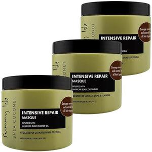 Sunny Isle Shea Coconut Intensive Repair Masque 16oz (Pack of 3) | Jamaican Black Castor Oil Infused | Deeply Conditions Repairs Hydrates Strengthens Damaged Hair | Adds Shine &amp Body