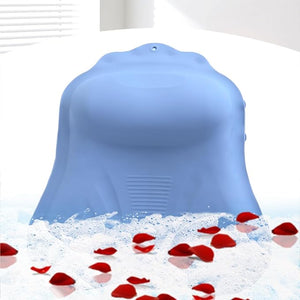 Silicone Bath Pillow for Tub ? Ergonomic Bathtub Headrest with Inflatable Air Cushion, Non-Slip Suction Cups &amp; Neck/Back Support ? Comfortable Spa Bath Accessory for Relaxation (Blue)