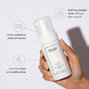 OUAI Air Dry Foam - Hair Mousse for Curly Hair &amp Beach Waves - Conditioning &amp Detangling With Kale and Carrot Extract - Paraben Phthalate and Sulfate Free (4 Oz)
