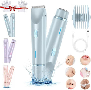 2 in 1 Bikini &amp; Body Trimmer, 2026 New Electric Dual Head Shaver Bikini Trimmer for Women, Silky and Painless, Wet and Dry Removable Head Razor, Ipx7 Waterproof