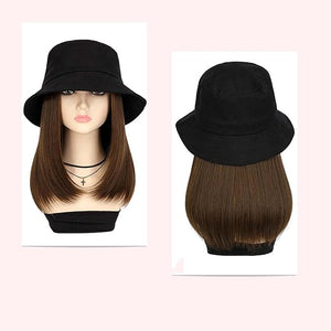 Women's baseball cap wig detachable duckbill cap collarbone wig fisherman's cap wig sun visor cap fake straight hair