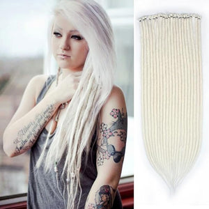 Kraler 24 inch 40 Strands Thick Dreadlock Extensions SE Pearl White Crochet Dreads Extensions of Synthetic Hair 1cm Width Hip Hop Style Dreadlock for Girls