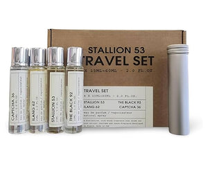 Stallion 53 Travel Perfume Set 4 x 0.5 fl oz Fragrances Natural Spray Collection with Captcha 36 Ilang 62 Stallion 53 The Black 92