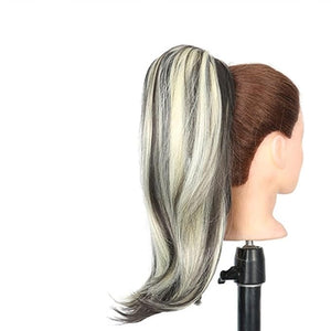 Hair Accessories 18 Inch Synthetic Straight Ponytail Hair Extensions Wig Bun Wrap Ponytail Barrette Clips for Women Hair Accessories Hair Pieces For Women(P12/613)