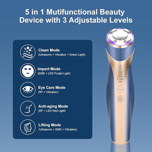 MiSMON High Frequency Facial Machine 5 in 1 Mutifunctional Facial Massager Skin Tightening Light Theraphy Machine for Face