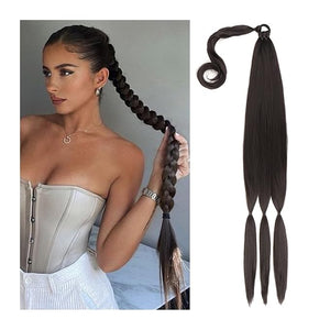 SONGCHAO Fake Hair Bun 80cm Synthetic Wraparound Long Braided Ponytail Hair Extension Headband Synthetic Wig Piece Bun for Women's Daily Use Hair Accessories (Color : C)