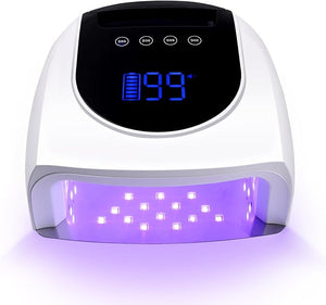 Cordless UV LED Nail Lamp 96W UV Nail Light for Nail Polish Portable Nail Dryer Portable Nail Lamp with 4 Timer and LCD Display Professional Nail Lamp for Home Salon Nail Art Tools