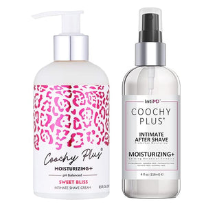 IntiMD Coochy Plus Intimate Shaving Complete Kit - Sweet Bliss &amp Organic After Shave Protection Soothing Moisturizer Mist - Antioxidant Formula Prevents Razor Burns Itchiness &amp Ingrown Hair
