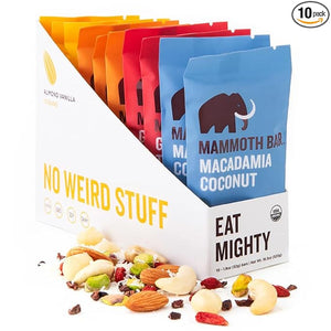 Mammoth Bar Variety Pack ? 10 Organic Protein Bars ? Prebiotic ? Paleo ? Gluten Free ? Egg Protein ? GMO Free ? Raw ? Premium Nuts