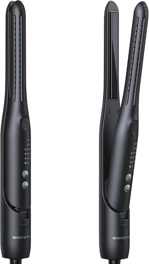 Wavytalk 0.65 Pencil Flat Iron Cool Curl Pencil Small Airflow Styler and Straightener for Short Hair Pixie Cut and Edges Curling Iron for Short Hair with 360¨¬ Cool Airflow Black