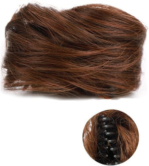 HIHELO 1-Pack Mini Claw Clip Messy Cat Ears Short Synthetic Curly Wavy Bun Extension Wig Claw Clip Women Hair Accessories (Color : 14)
