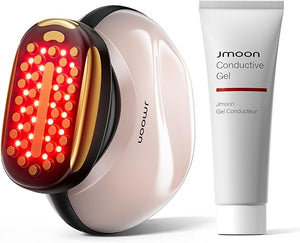 JMOON Microcurrent Facial Device M30U Red Light Therapy for Face Safe Anti Aging Skin Care 4 Modes 5 Energy Levels for Full Face Lift and Ideal for Smile Lines Eyes and Forehead (Pink)