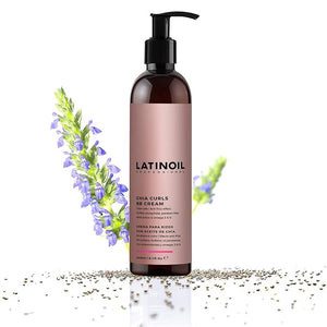 LATINOIL - Curl Defining Hair Cream - Lightweight Curl Enhancing Cream for Curly &amp Wavy Hair - Anti Frizz Moisturizing Styling Product with Chia Seed Oil &amp Amino Acids - Leave In Conditioner -