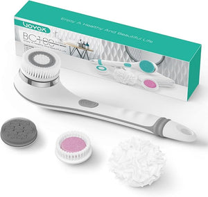 VOYOR Electric Body Brush Back Scrubber for Shower Rechargeable Exfoliating Bath Brush Powered Shower Brush with Non-Slip Long Handle Deep Cleansing Exfoliation Massaging Spin Brush BC100 (Grey)