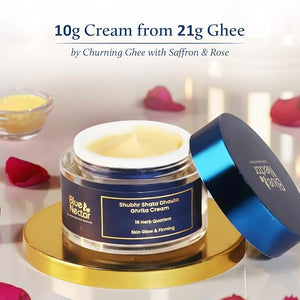 Blue Nectar Shata Dhauta Ghrita Face Cream for Women | 100 Times Washed Ghee Face Moisturizer for Women | Truly Natural Face Cream for Skin Firming (19 Herbs, 1.76 Oz)