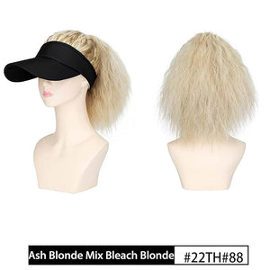 Women's Baseball Hat Wig Visor Hat Wig Wool Short Curly Hair Wig Ponytail Braid Wavy Wig Synthetic Hair Extensions