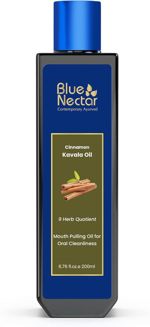 Blue Nectar Cinnamon Mouth Pulling Oil for Kavala Gandusha Oral Hygiene Ritual | Ayurvedic Mouthwash for Fresh BreathDaily Oral Care &amp Helps Maintain Fresh Gums (9 Herbs 6.76 Fl Oz)