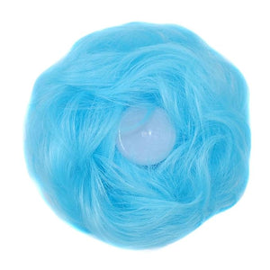 SONGCHAO Fake Hair Bun 1 Pack Messy Bun Hair Hoops Ponytail Hair Extensions Synthetic Donut Hair Bun Curly Wavy Hair Bun Wigs for Women Hair Accessories (Color : L Blue)