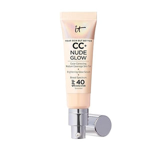 IT Cosmetics CC+ Nude Glow - Medium Coverage Foundation with SPF 40 &amp Brightening Glow Serum Lightweight Skin Tint 2% Niacinamide + Hyaluronic Acid Up to 24H Hydration Normal/Dry Skin - 1.08 f