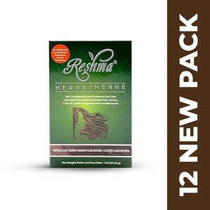 Reshma Beauty 30 Minute Henna Hair Color Infused with Organic Henna Lawsonia Inermis 100% Gray Coverage for Soft Shiny Hair Plant-Based Hair Dye?12.6 oz Pack of 12 (Light Brown)