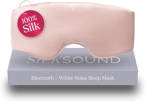 SilkSound 100% Mulberry Silk Bluetooth Sleep Mask Skin-Friendly Sleeping Eyemask with Bluetooth Headphones Sleep Gifts for Women Silk Eye Mask Headband Headphones for Sleeping Side Speakers