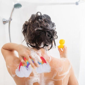 POPETPOP Rainbow Ice Cream Cone Bath Balls Set Soft Sponge Shower Loofahs for Kids Gentle Exfoliating Body Scrubber Bath Accessories