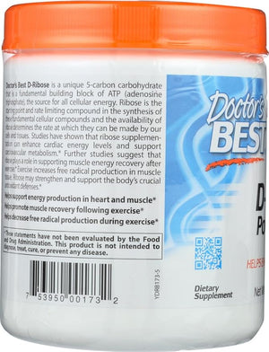 Doctor's Best D-Ribose with Bioenergy Ribose Non-GMO Vegan Gluten Free Energy Enhancement 250g 8.8 Ounce (Pack of 1)