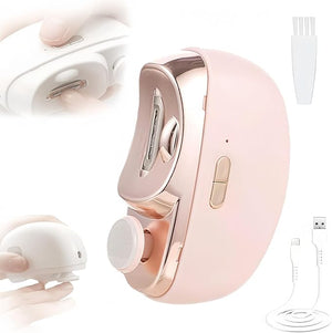 Electric Nail Clipper, 3 in1 Automatic Electric Nail Clipper with Polishing for Fingers and Toes, Toenail Clippers with 2 Adjustable Speeds for Senior Adults (Pink)