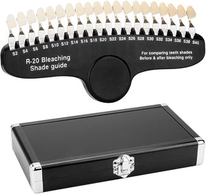Teeth Whitening Shade Guide - Tooth Bleaching Shade Chart 3D R-20 Professional Dental Color Comparing Tracking with Case &amp Mirror 20 Colors