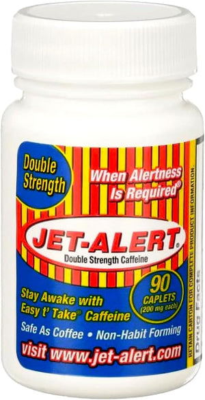 Jet Alert Double Strength Alertness Aid Caplets 200mg-90 Ct Value Packs (12)