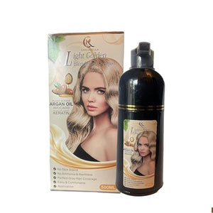 Hair Color Shampoo ? Argan Oil, Avocado &amp; Keratin | No Ammonia | Perfect Grey Coverage | Hair Moisturizing &amp; Nourishment | Easy At-Home Application (Light Golden Blonde)