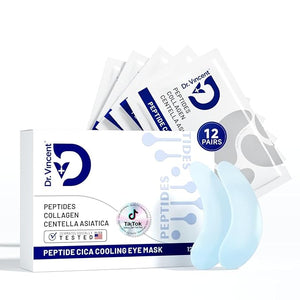 Peptide Cooling Under Eye Patches Soothing Eye Patches Instant Reduces Dark Circles and Puffiness Calming Under Eye Mask with Glacial Water for Bags Treatment 12 Pairs