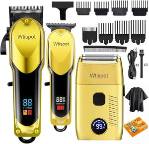 Hair Clippers Set for MenHair Clipper Trimmer with LED Display Professional Cordless Hair Clipper Shaver Beard Trimmer Hair Cutting Machine for Men Holiday Gift for Father's Day Gift(with Apron)