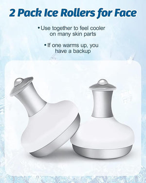 2 Pack Ice Roller for Face and Eyes, Facial Roller Device for Women, Ice Wand for Different Skin, Ice Metal Tool Used After Eye Lift Surgey