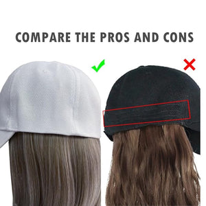 Women's Short Bob Wigs Baseball Cap with Hair Girls Wig Hats Straight Hair Wavy Natural grey